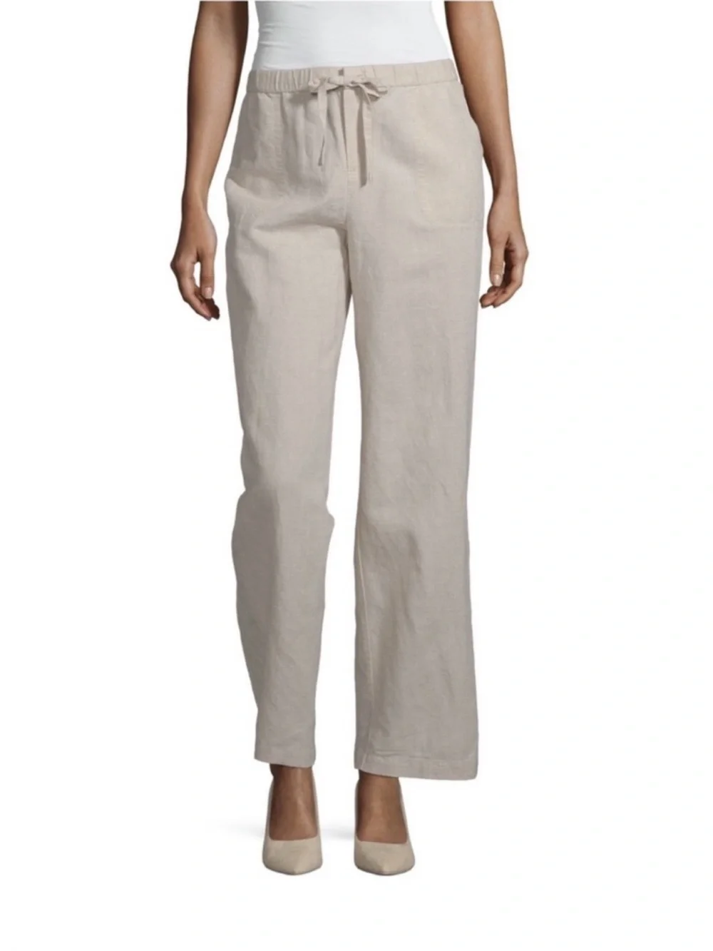 NWT (Liz Claiborne)Cream Linen Blend Drawstring Waist
Wide Leg Pants Size XL - Picture 3 of 17